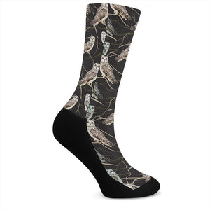 Night Owl Pattern Print Crew Socks