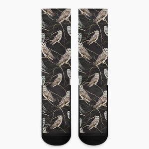 Night Owl Pattern Print Crew Socks