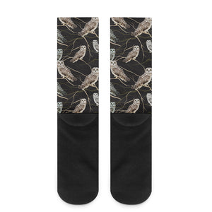 Night Owl Pattern Print Crew Socks