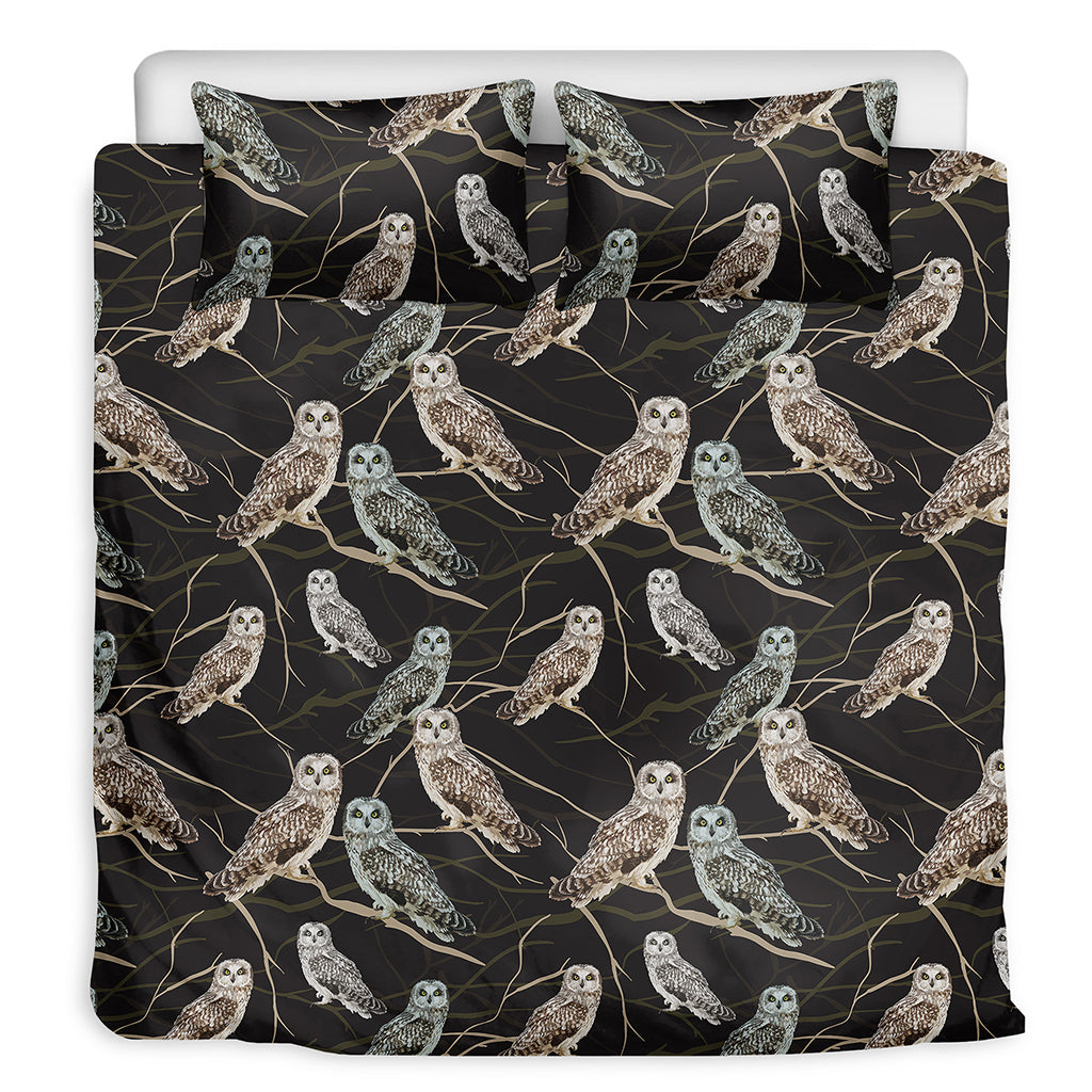 Night Owl Pattern Print Duvet Cover Bedding Set