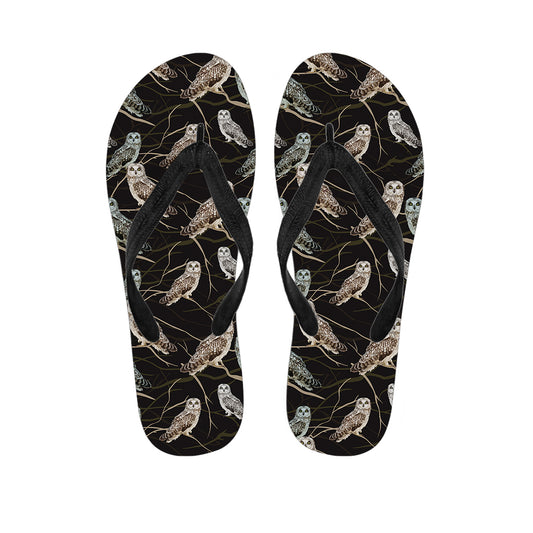 Night Owl Pattern Print Flip Flops
