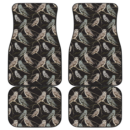 Night Owl Pattern Print Front and Back Car Floor Mats