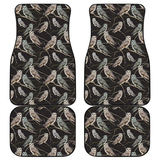 Night Owl Pattern Print Front and Back Car Floor Mats