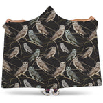 Night Owl Pattern Print Hooded Blanket