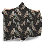 Night Owl Pattern Print Hooded Blanket