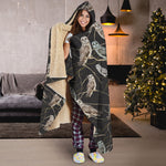 Night Owl Pattern Print Hooded Blanket