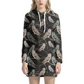 Night Owl Pattern Print Pullover Hoodie Dress