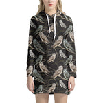 Night Owl Pattern Print Hoodie Dress