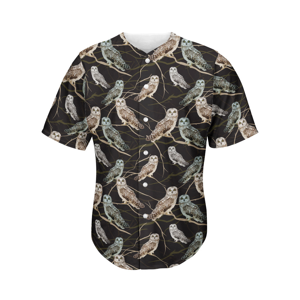 Night Owl Pattern Print Men's Baseball Jersey