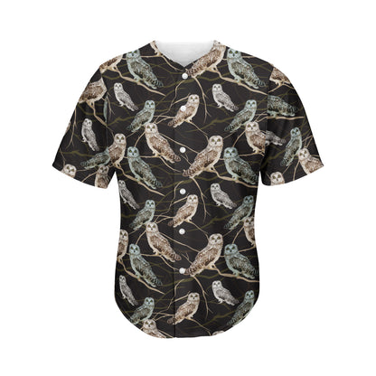 Night Owl Pattern Print Men's Baseball Jersey