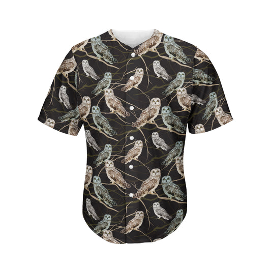 Night Owl Pattern Print Men's Baseball Jersey