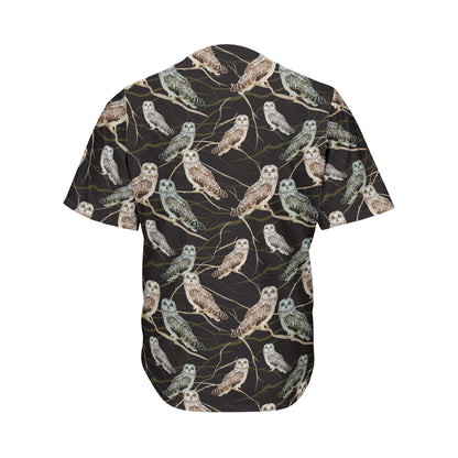 Night Owl Pattern Print Men's Baseball Jersey