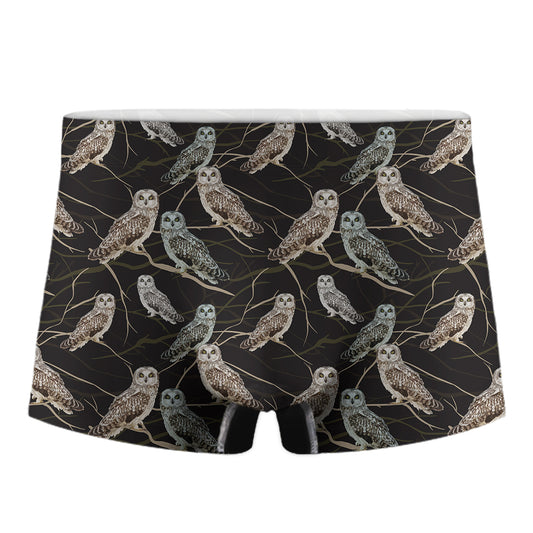Night Owl Pattern Print Men's Boxer Briefs