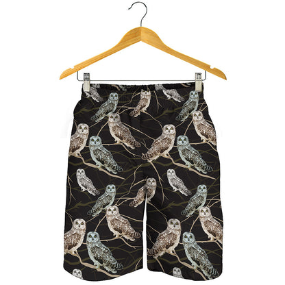 Night Owl Pattern Print Men's Shorts