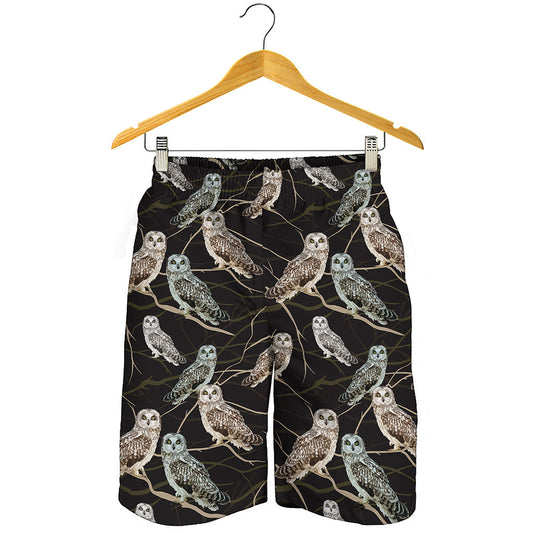 Night Owl Pattern Print Men's Shorts