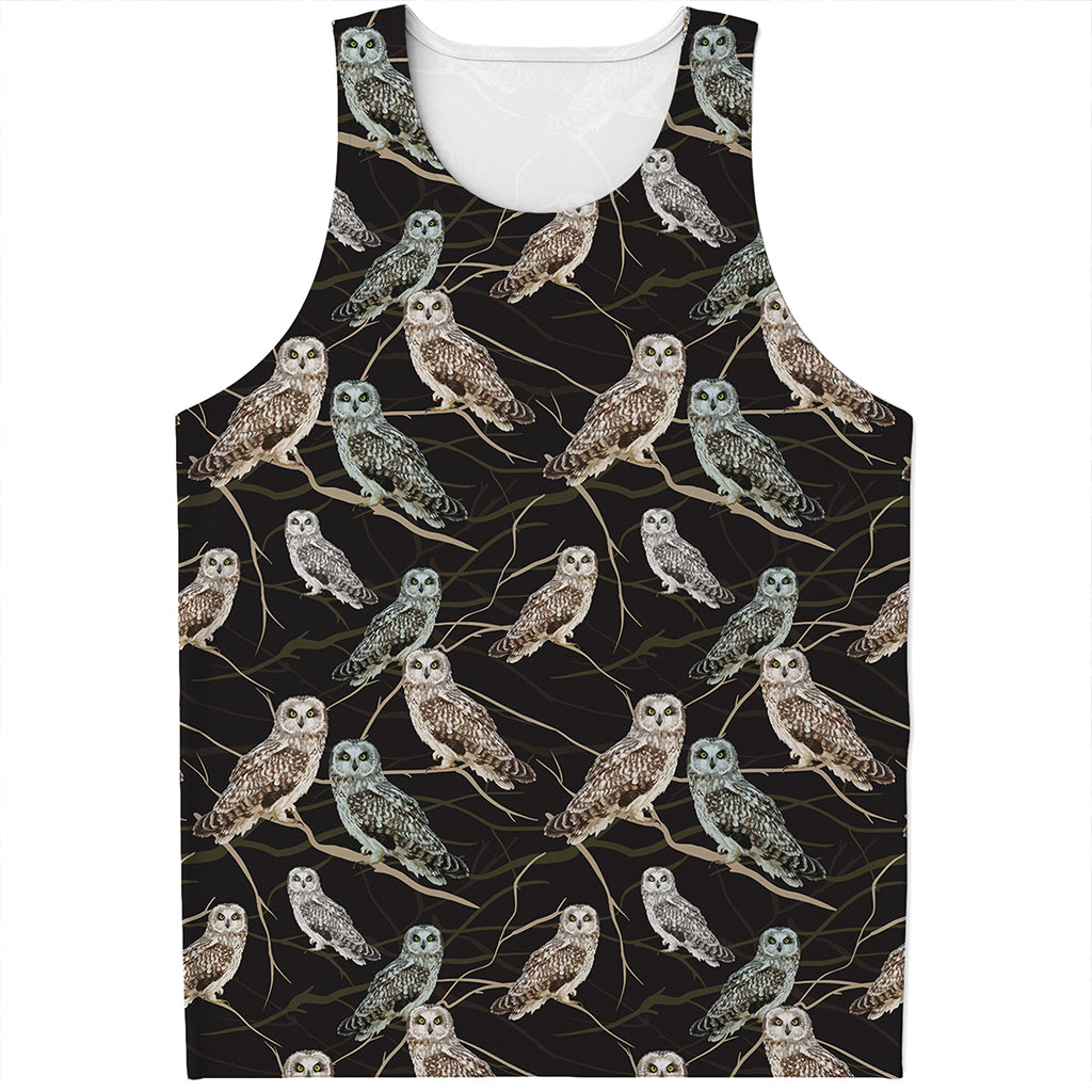Night Owl Pattern Print Men's Tank Top