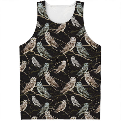 Night Owl Pattern Print Men's Tank Top