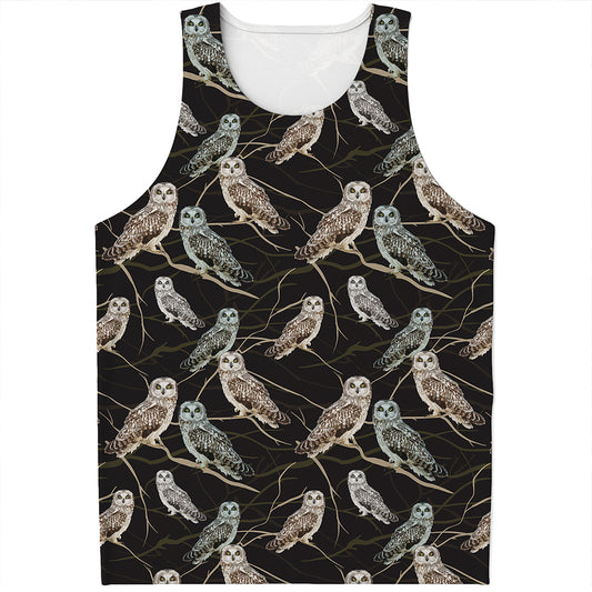 Night Owl Pattern Print Men's Tank Top