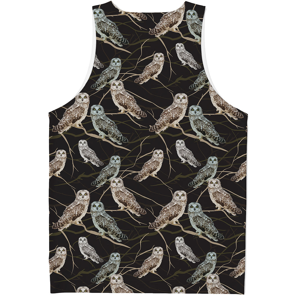 Night Owl Pattern Print Men's Tank Top