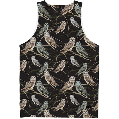 Night Owl Pattern Print Men's Tank Top