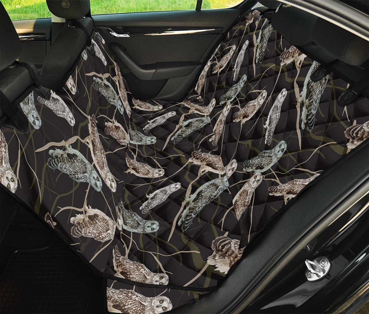 Night Owl Pattern Print Pet Car Back Seat Cover