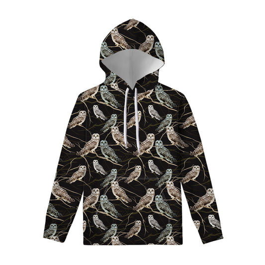 Night Owl Pattern Print Pullover Hoodie