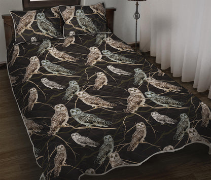 Night Owl Pattern Print Quilt Bed Set