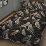 Night Owl Pattern Print Quilt Bed Set