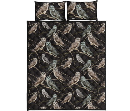 Night Owl Pattern Print Quilt Bed Set