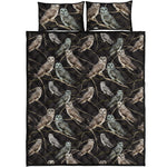 Night Owl Pattern Print Quilt Bed Set
