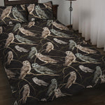 Night Owl Pattern Print Quilt Bed Set