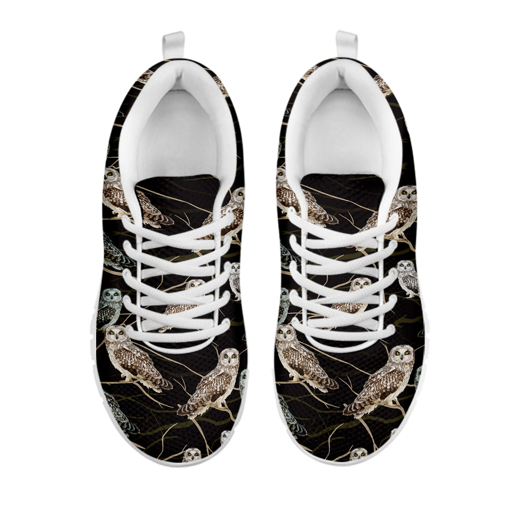 Night Owl Pattern Print White Sneakers