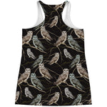 Night Owl Pattern Print Women's Racerback Tank Top