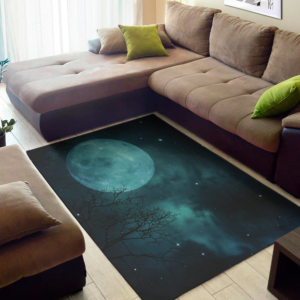 Night Sky And Full Moon Print Area Rug