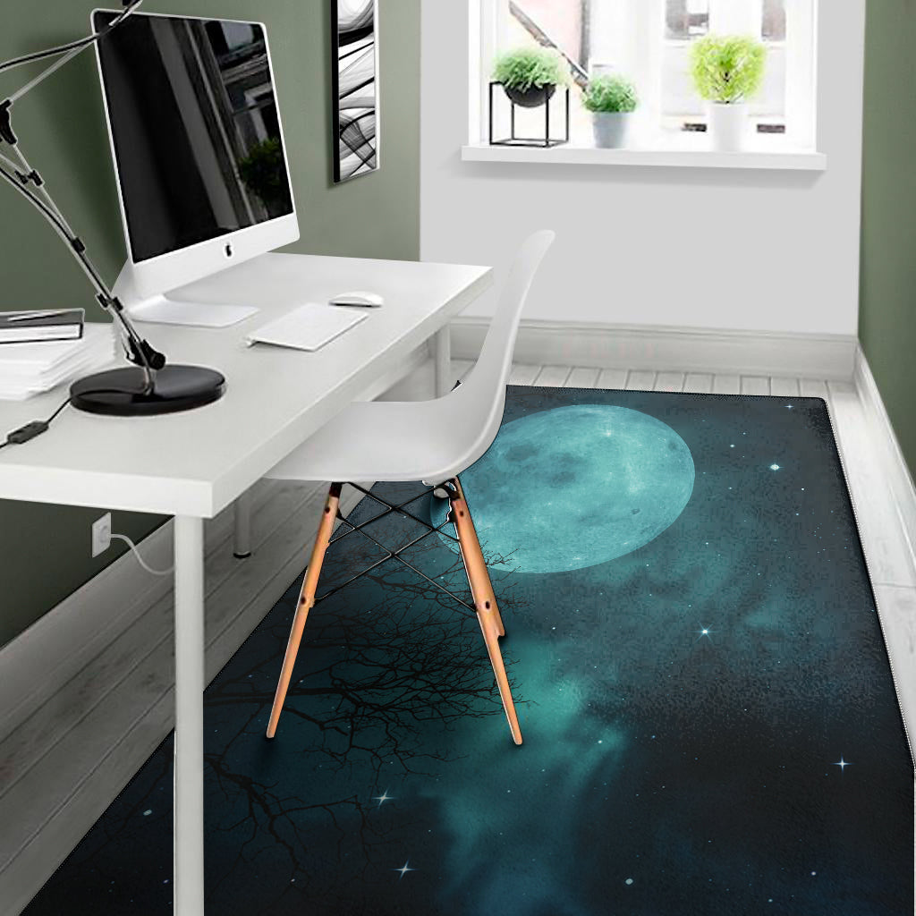 Night Sky And Full Moon Print Area Rug