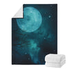 Night Sky And Full Moon Print Blanket