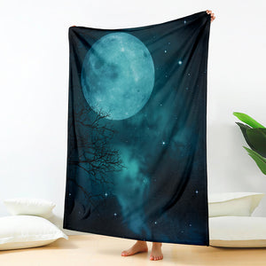 Night Sky And Full Moon Print Blanket