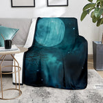 Night Sky And Full Moon Print Blanket