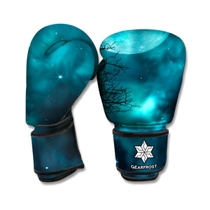 Night Sky And Full Moon Print Boxing Gloves