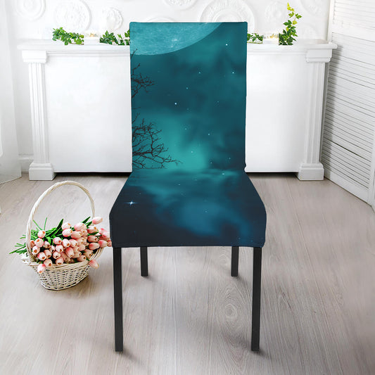 Night Sky And Full Moon Print Dining Chair Slipcover