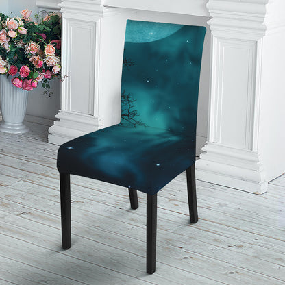 Night Sky And Full Moon Print Dining Chair Slipcover