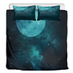 Night Sky And Full Moon Print Duvet Cover Bedding Set