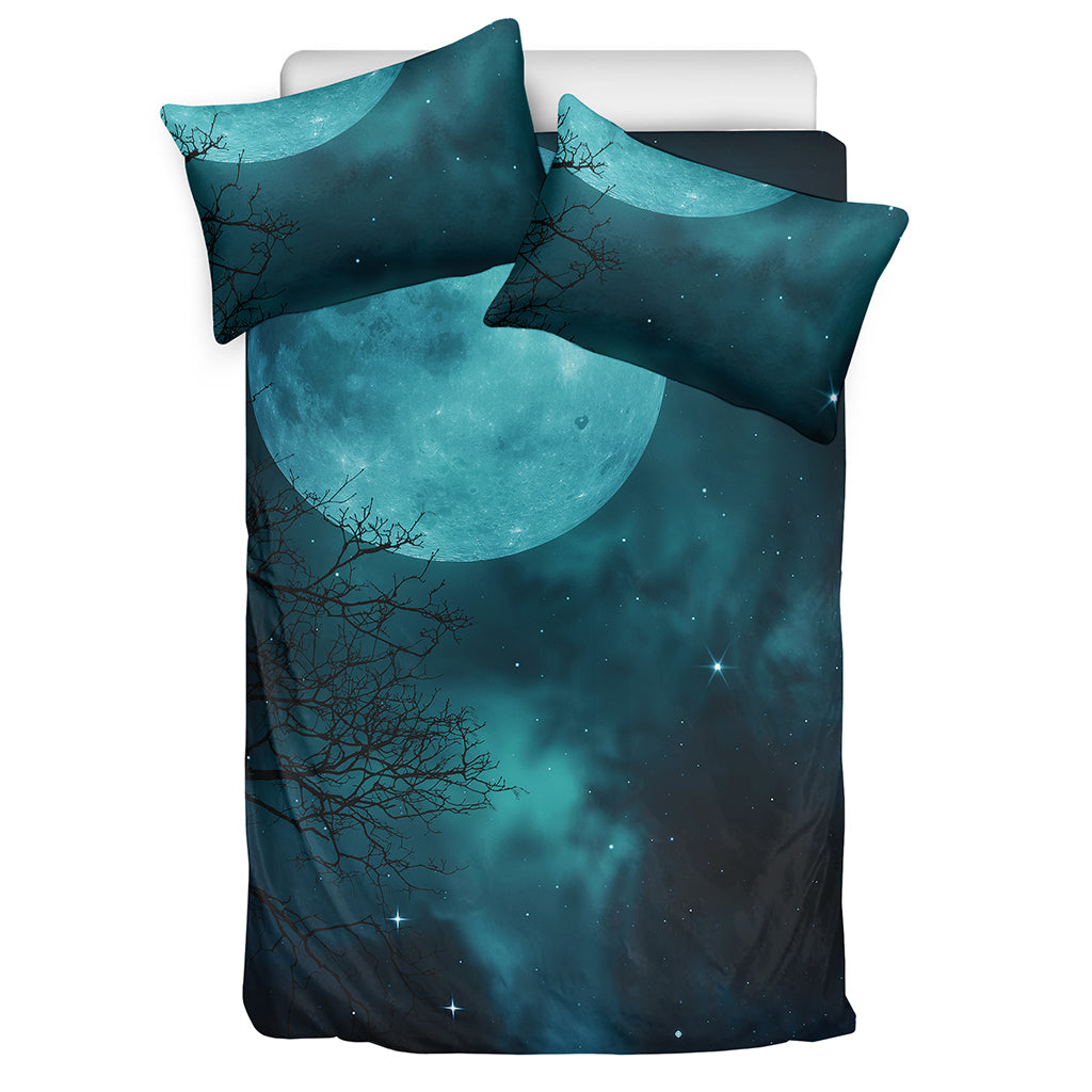 Night Sky And Full Moon Print Duvet Cover Bedding Set
