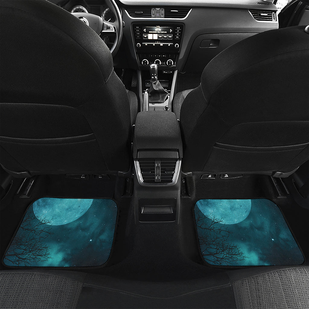 Night Sky And Full Moon Print Front and Back Car Floor Mats