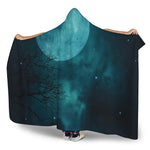 Night Sky And Full Moon Print Hooded Blanket
