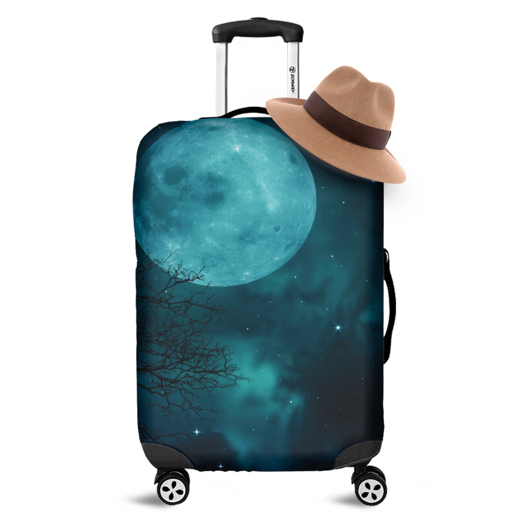 Night Sky And Full Moon Print Luggage Cover