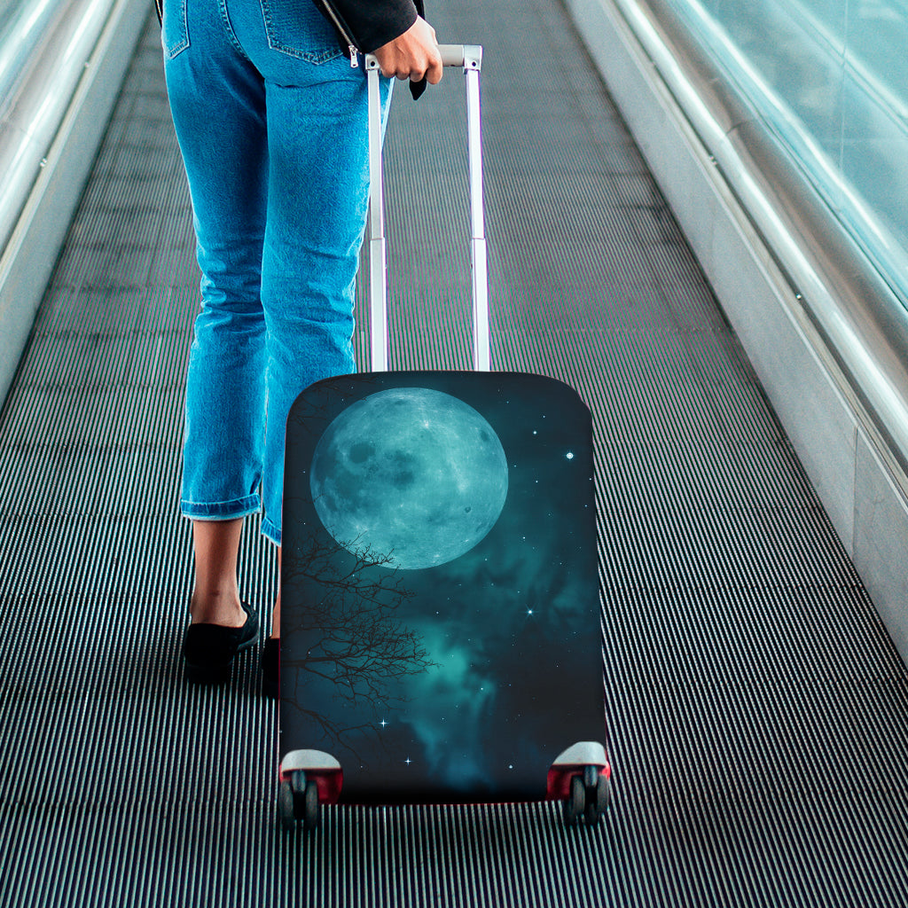 Night Sky And Full Moon Print Luggage Cover