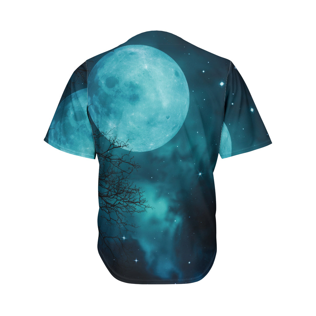 Night Sky And Full Moon Print Men's Baseball Jersey