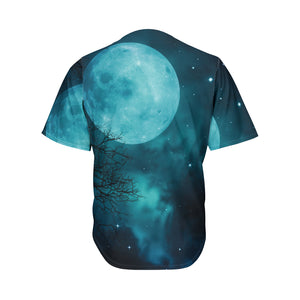 Night Sky And Full Moon Print Men's Baseball Jersey