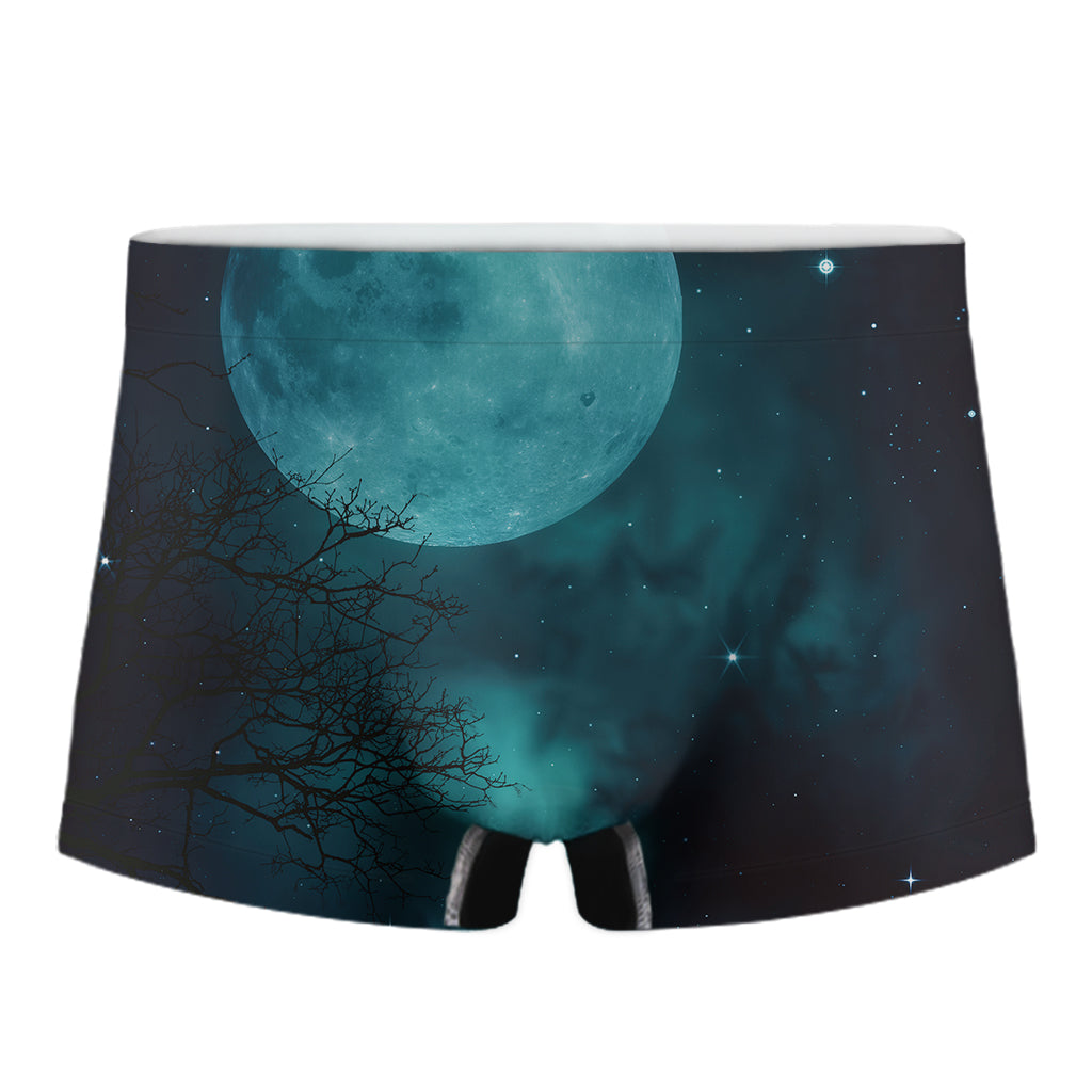 Night Sky And Full Moon Print Men's Boxer Briefs